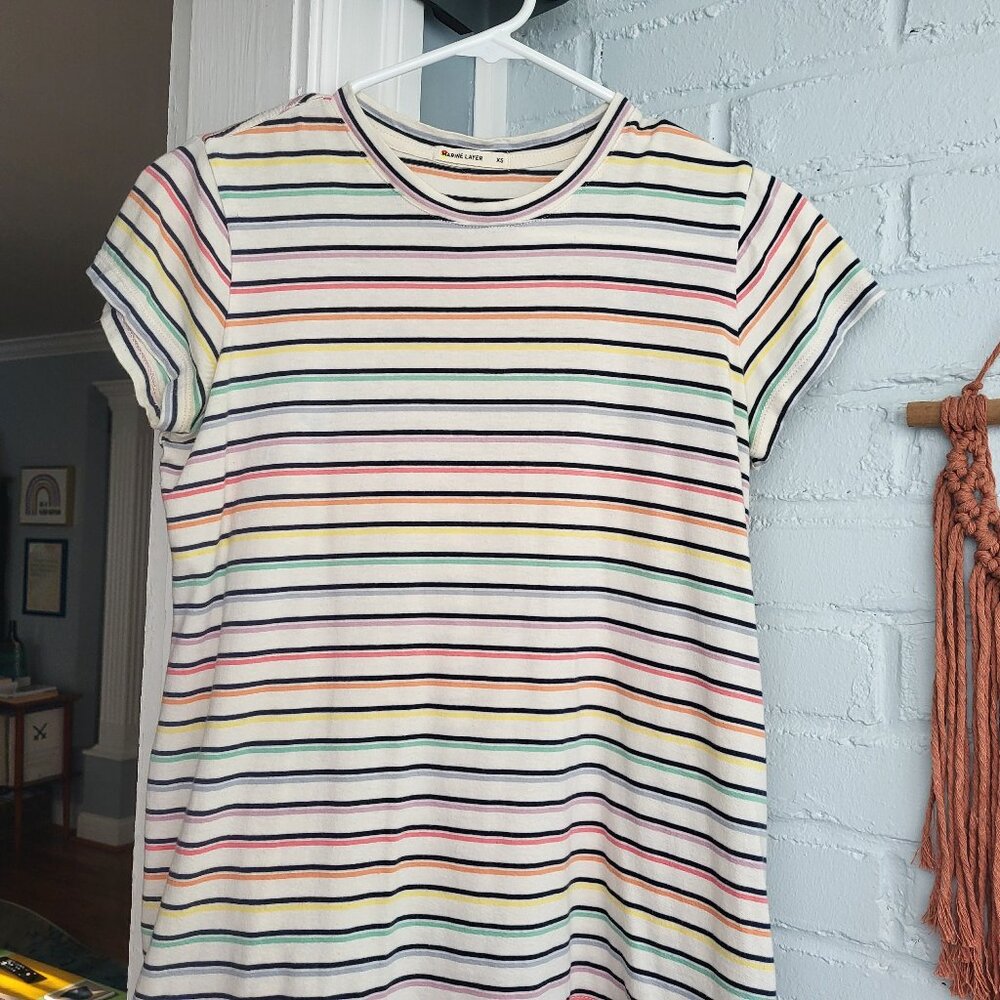 Striped Marine Layer Swing Crew Tee - XS